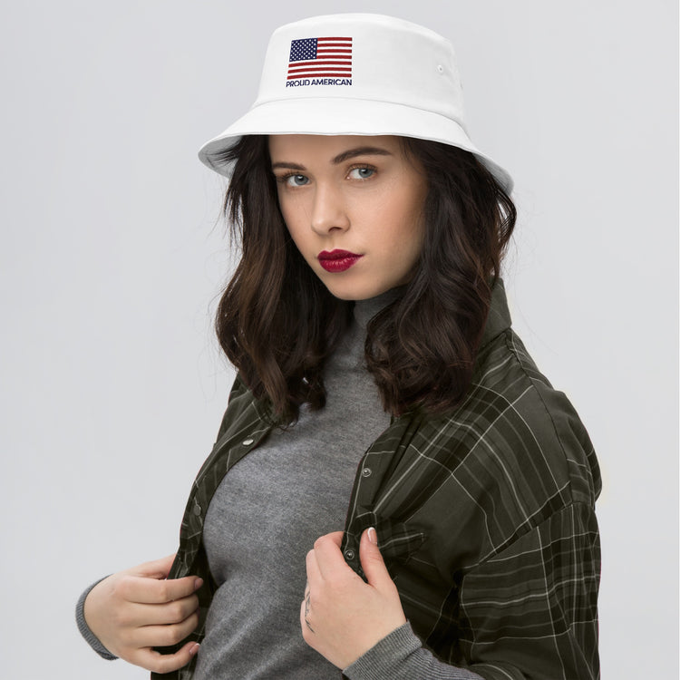 One Proud American Embroidered Bucket Hat Price ( $50.00 USD )