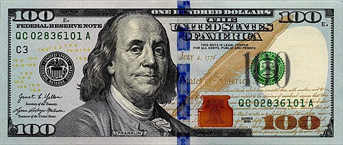 One United States Of America Physical Hundred Dollar Face Value Bill Price ( $110.00 USD )
