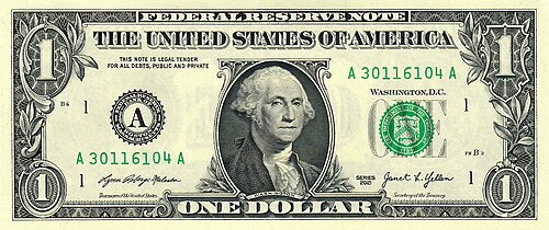 One United States Of America Physical One Dollar Face Value Bill Price ( $1.10 USD )