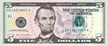 One United States Of America Physical Five Dollar Face Value Bill Price ( $5.50 USD )