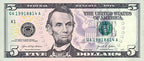 One United States Of America Physical Five Dollar Face Value Bill Price ( $5.50 USD )
