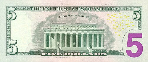 One United States Of America Physical Five Dollar Face Value Bill Price ( $5.50 USD )