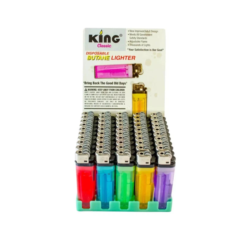 One King Brand Disposable Butane Lighters New In Box-50 Ct Wholesale Lot Price ( $10.95 USD )