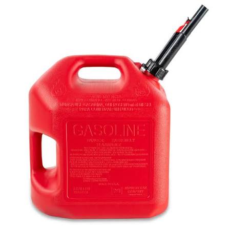 One 5 Gallon Natural Gas Containers ( Jerry Cans ) Storage Vessels Designed For The Safe Transport And Dispensing Of Flammable Fuels. ( Heavy-Duty Plastic ) Color-Coded: Red For Gasoline, Yellow For Diesel, And Blue For Kerosene Price ( $25.95 USD )