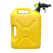 One 5 Gallon Natural Gas Containers ( Jerry Cans ) Storage Vessels Designed For The Safe Transport And Dispensing Of Flammable Fuels. ( Heavy-Duty Plastic ) Color-Coded: Red For Gasoline, Yellow For Diesel, And Blue For Kerosene Price ( $25.95 USD )