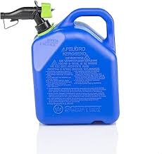 One 5 Gallon Natural Gas Containers ( Jerry Cans ) Storage Vessels Designed For The Safe Transport And Dispensing Of Flammable Fuels. ( Heavy-Duty Plastic ) Color-Coded: Red For Gasoline, Yellow For Diesel, And Blue For Kerosene Price ( $25.95 USD )