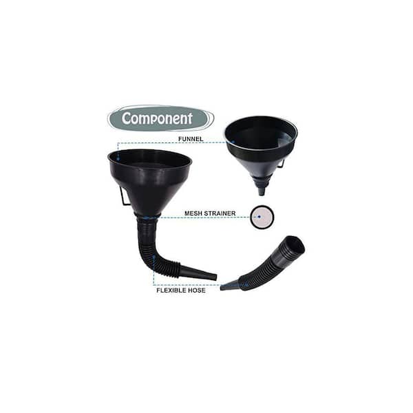Flexible Plastic Oil Funnels Set of 5 Large Fuel Funnel With Hose For Automotive Gas Transfer To Cars, Boats, Trucks, Tools, Machines, Ect: Price ( $65.95 USD )