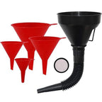 Flexible Plastic Oil Funnels Set of 5 Large Fuel Funnel With Hose For Automotive Gas Transfer To Cars, Boats, Trucks, Tools, Machines, Ect: Price ( $65.95 USD )