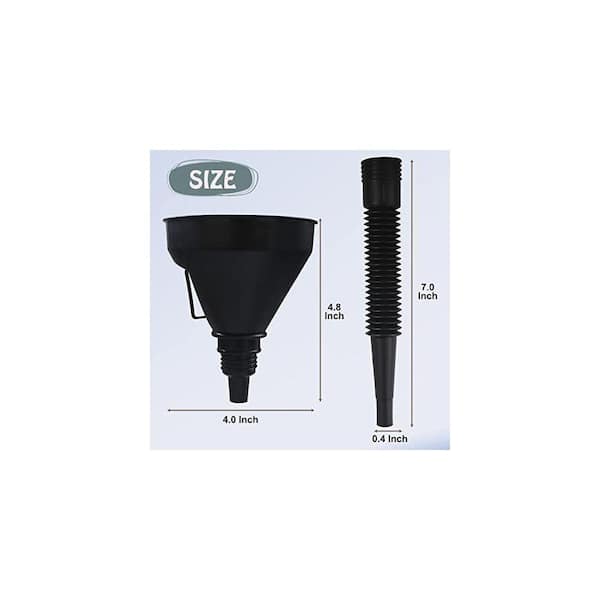 Flexible Plastic Oil Funnels Set of 5 Large Fuel Funnel With Hose For Automotive Gas Transfer To Cars, Boats, Trucks, Tools, Machines, Ect: Price ( $65.95 USD )