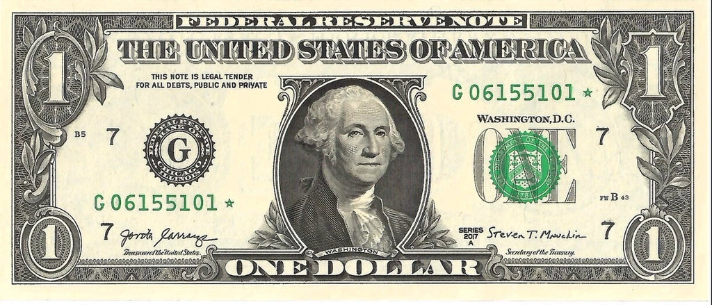 One United States Of America Physical One Dollar Face Value Bill Price ( $1.10 USD )