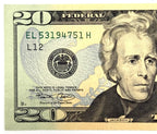 One United States Of America Physical Twenty Dollar Face Value Bill Price ( $22.00 USD )