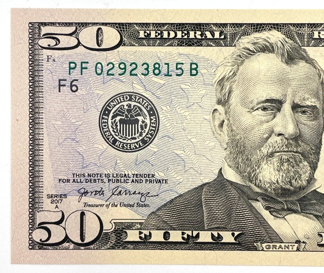 One United States Of America Physical Fifty Dollar Face Value Bill Price ( $55.00 USD )