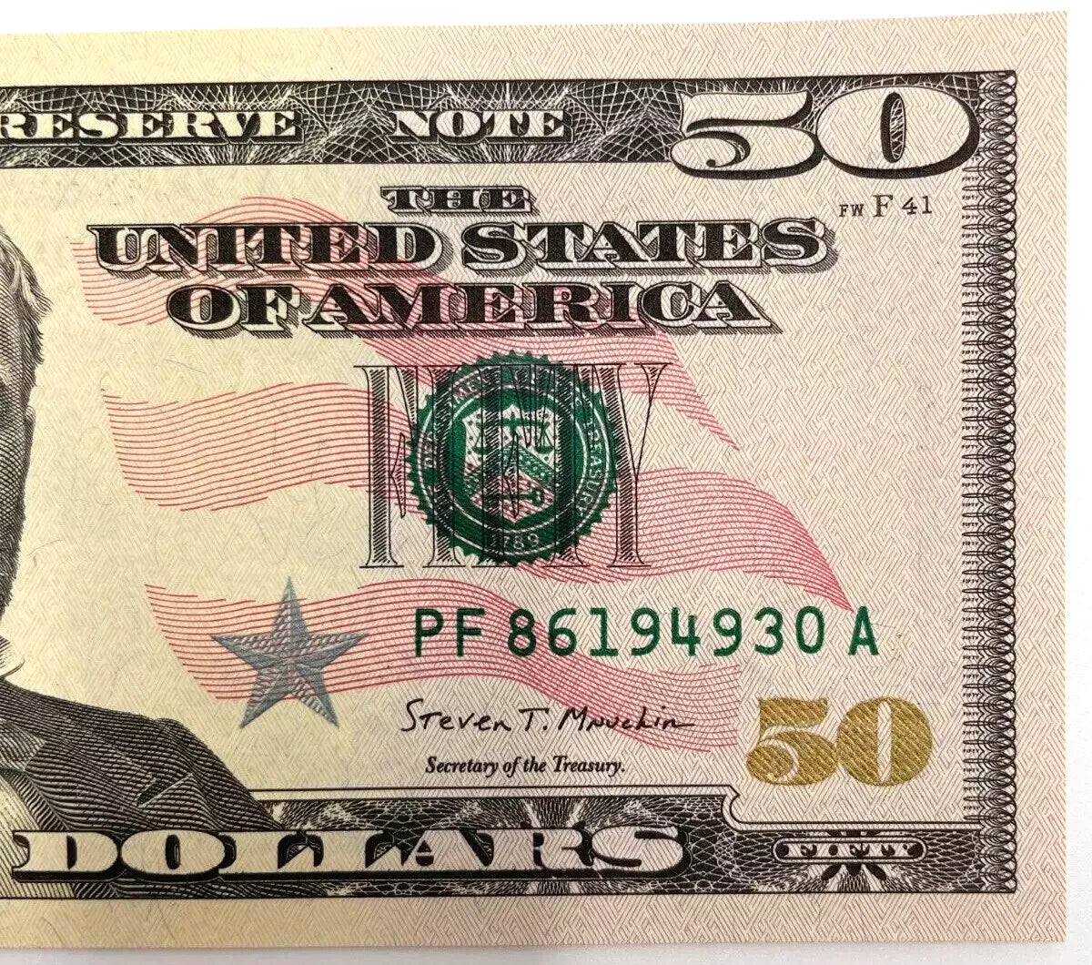 One United States Of America Physical Fifty Dollar Face Value Bill Price ( $55.00 USD )