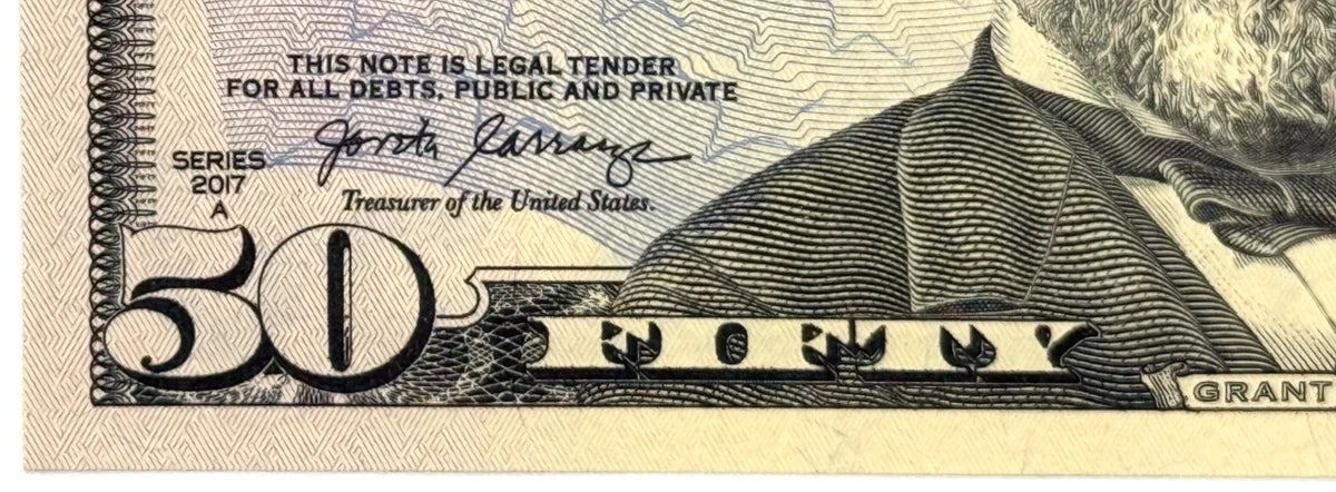 One United States Of America Physical Fifty Dollar Face Value Bill Price ( $55.00 USD )