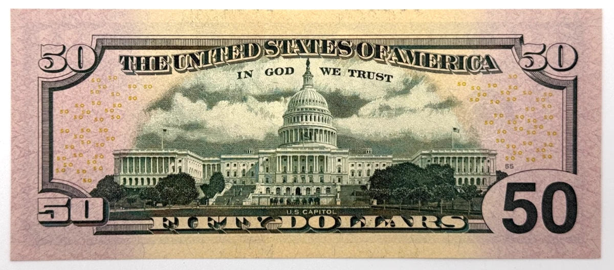 One United States Of America Physical Fifty Dollar Face Value Bill Price ( $55.00 USD )