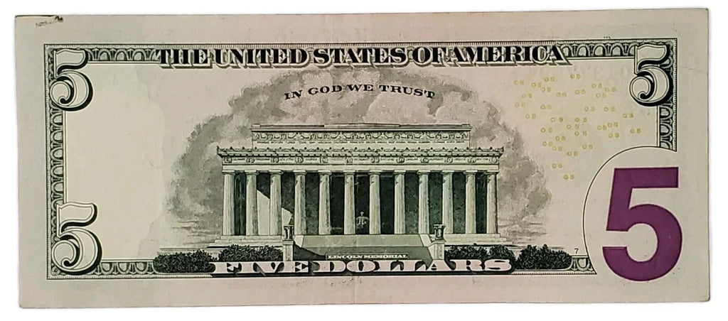 One United States Of America Physical Five Dollar Face Value Bill Price ( $5.50 USD )