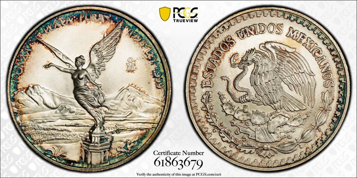 One 1998 Mexico Silver Libertad PCGS MS-68 Rare Physical Silver Coin Price ( $3,695.00 USD )
