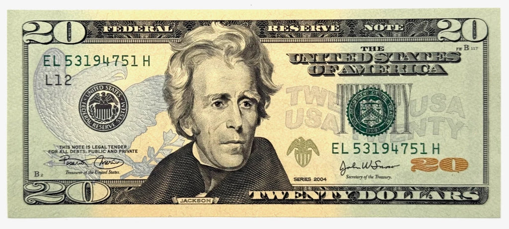 One United States Of America Physical Twenty Dollar Face Value Bill Price ( $22.00 USD )