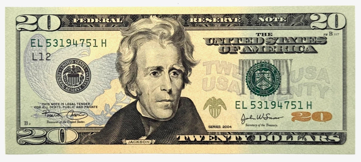 One United States Of America Physical Twenty Dollar Face Value Bill Price ( $22.00 USD )