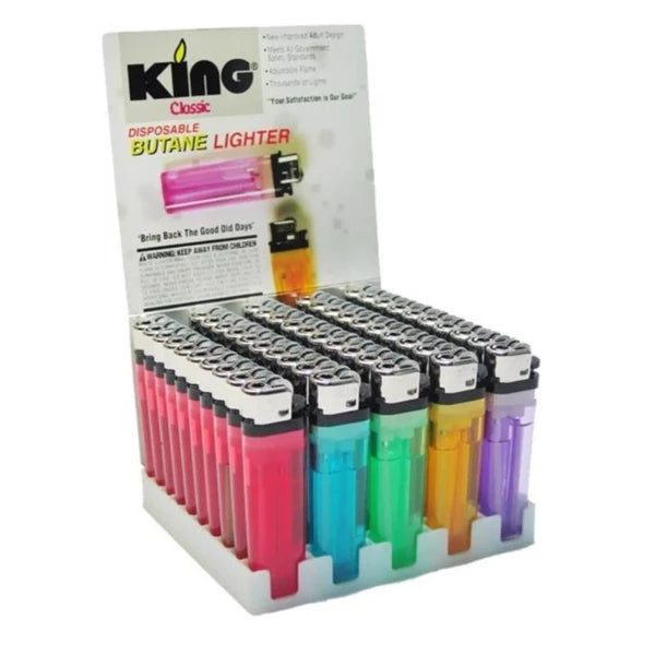 One King Brand Disposable Butane Lighters New In Box-50 Ct Wholesale Lot Price ( $10.95 USD )
